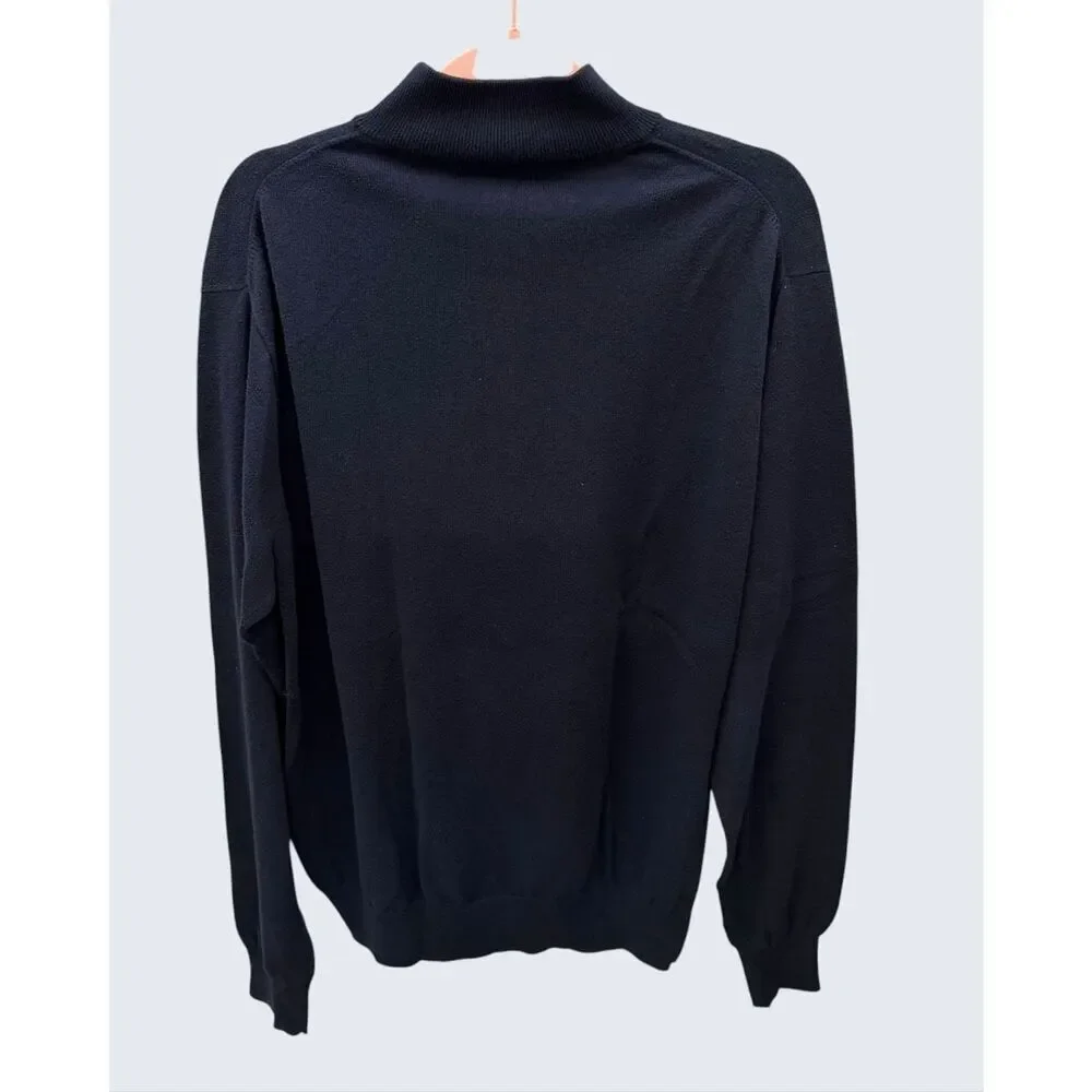Peter Millar Navy 1/4 Zip Pullover Sweater Men's Medium MS14S12 Cotton Cashmere